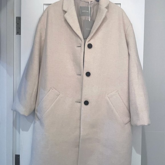 NWT Everlane The Italian ReWool® Cocoon Coat Size S in Cream - Picture 8 of 9